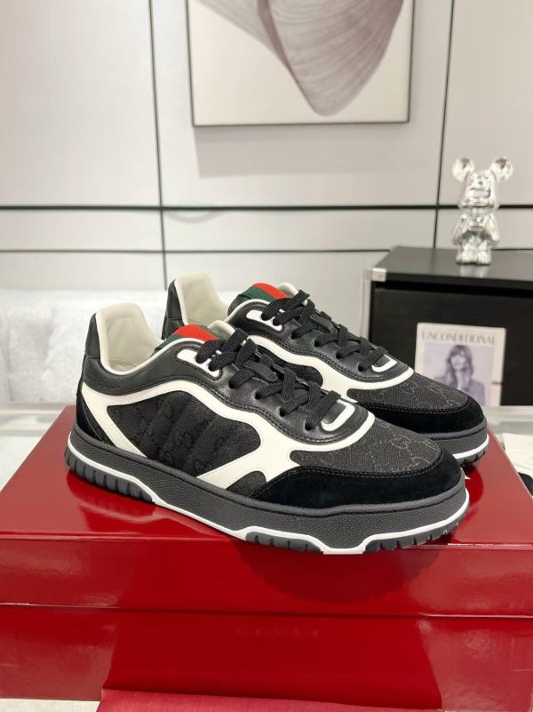 Men’s Gucci Re-Web trainer in black Original GG canvas