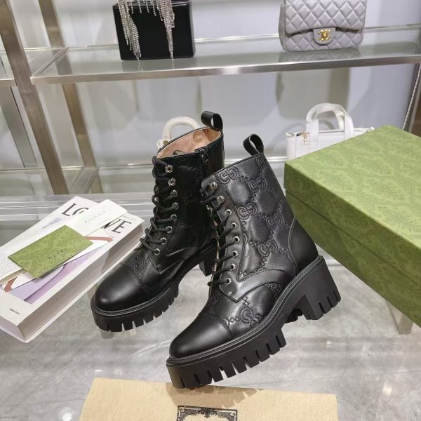 Gucci GG Lace-Up Ankle Boots