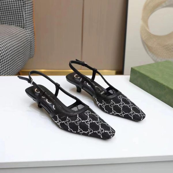 Womens Gucci black GG Slingback Pump