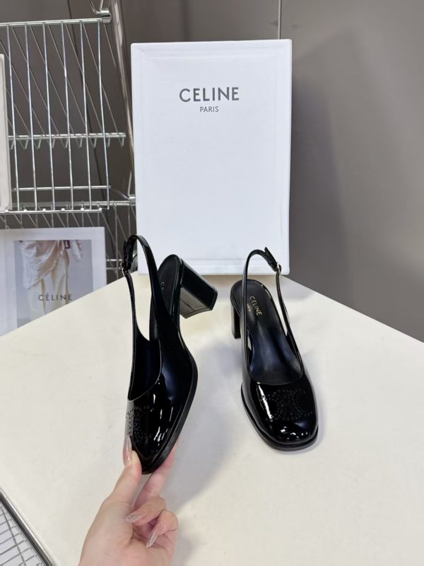 CELINE LILY PERFORATED TRIOMPHE SLINGBACK IN PATENT CALFSKIN