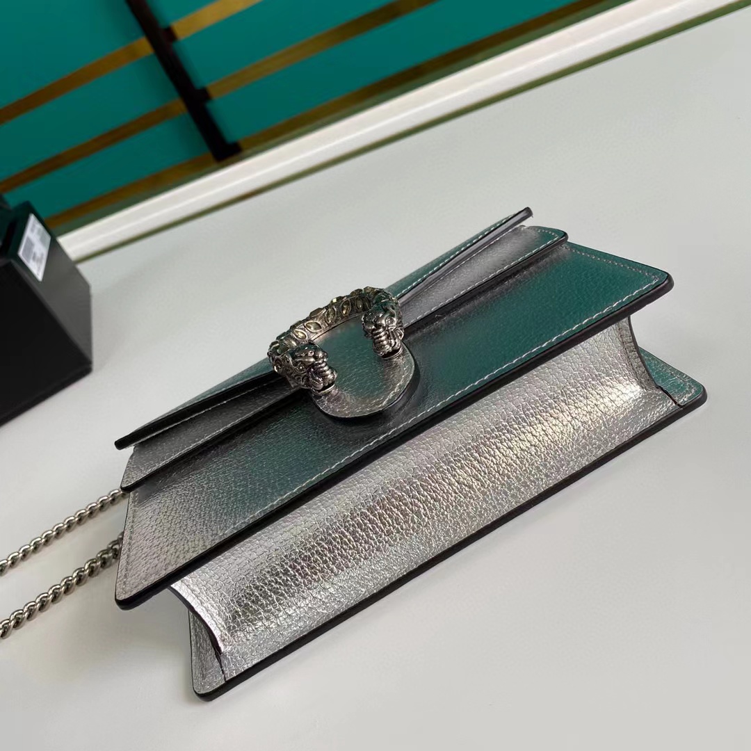 Dionysus super mini bag in silver lamé leather - Image 2