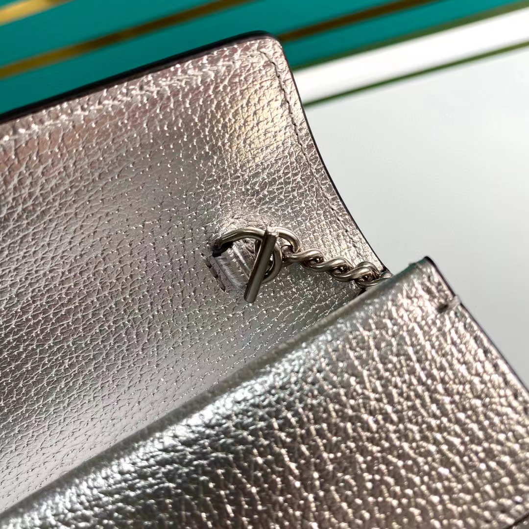 Dionysus super mini bag in silver lamé leather - Image 6