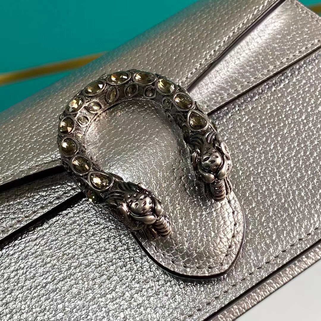 Dionysus super mini bag in silver lamé leather - Image 8