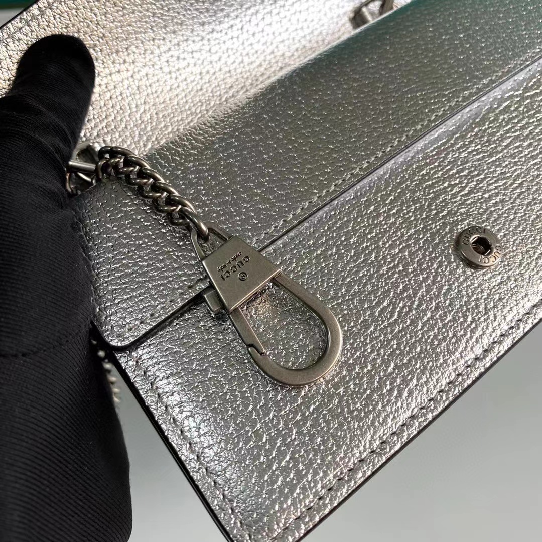 Dionysus super mini bag in silver lamé leather - Image 9