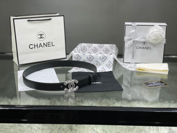 Chanel Red Patent Leather CC Logo Belt