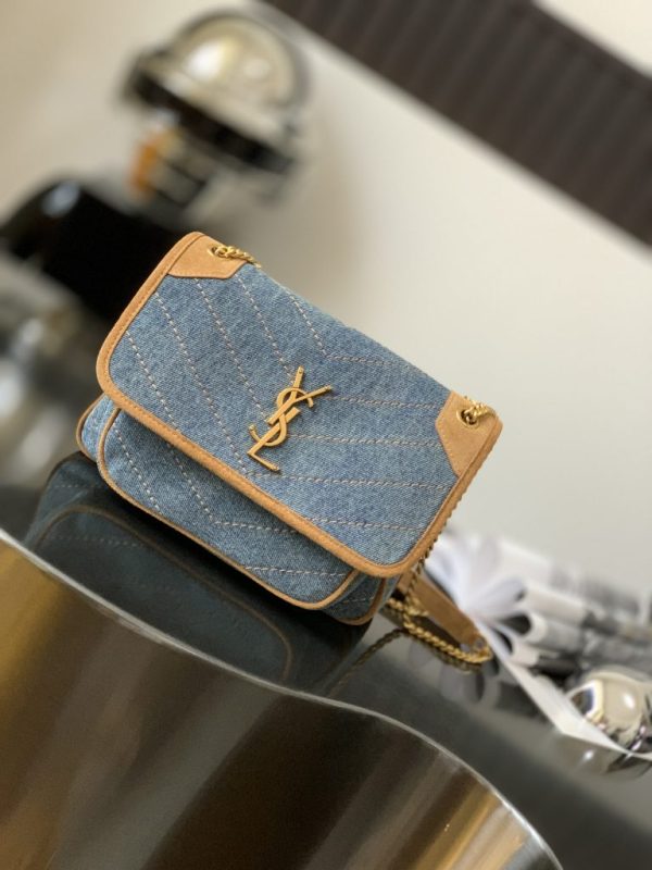 NIKI BABY CHAIN BAG IN CROCODILE-EMBOSSED LEATHER