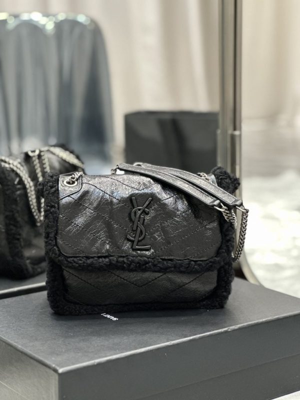 NIKI BABY CHAIN BAG IN CROCODILE-EMBOSSED LEATHER