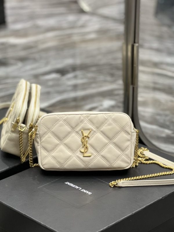 Saint Laurent BECKY double-zip pouch in quilted lambskin