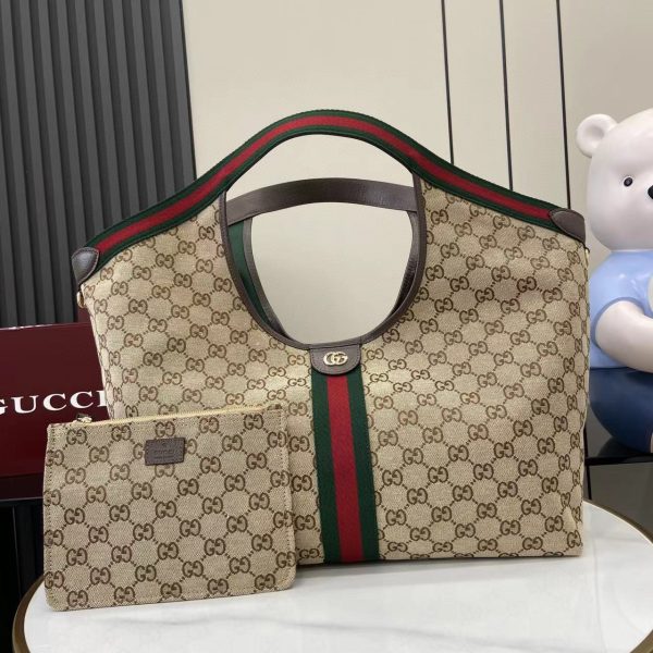 Gucci Giglio large tote bag Variation beige and brown GG canvas