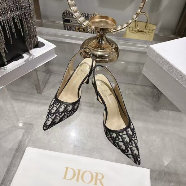 Dior Adiorable Slingback Pump Black Dior Oblique Embroidered Mesh