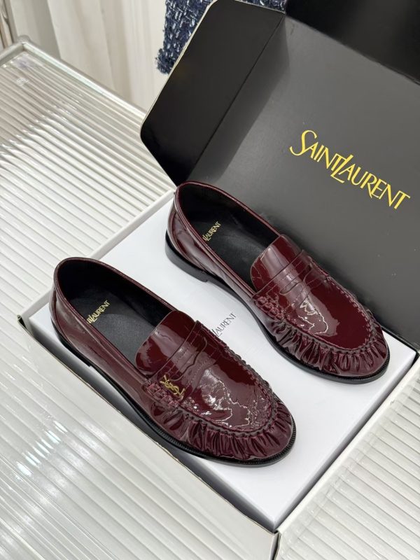 Yves Saint Laurent Le Loafer Mules in Hagfish – Deep Bordeaux