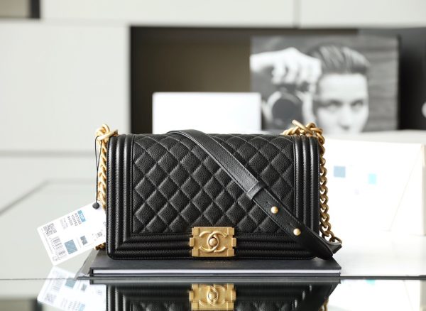 Chanel Boy Sliver Hardware Caviar Cow Leather