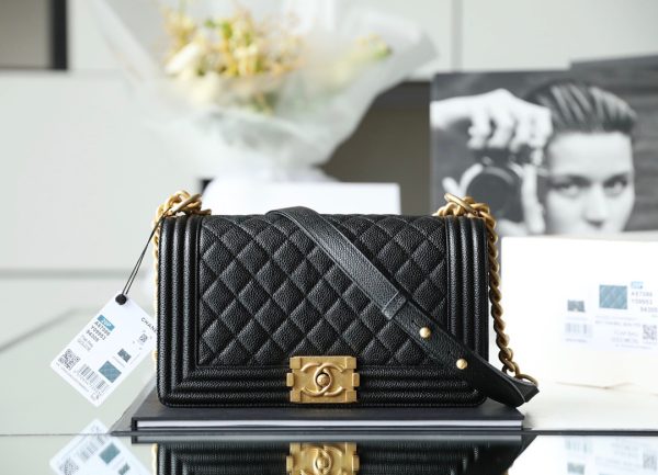 Chanel Boy Sliver Hardware Caviar Cow Leather