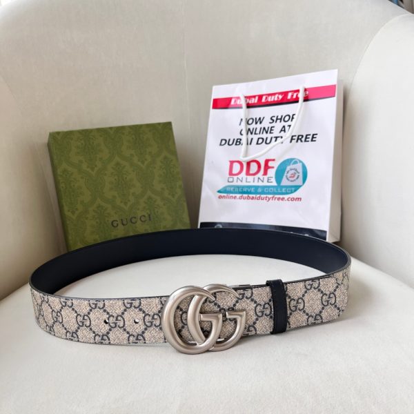 WIDE LEATHER BELT WITH DOUBLE G BUCKLE