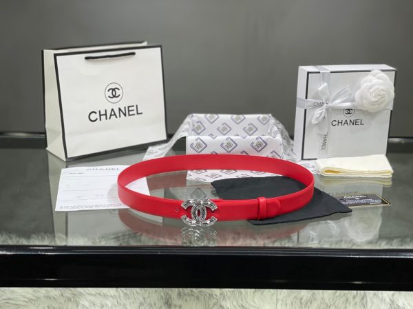 Chanel Red Patent Leather CC Logo Belt