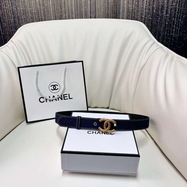 CHANEL 1990s CC Turn-lock denim belt
